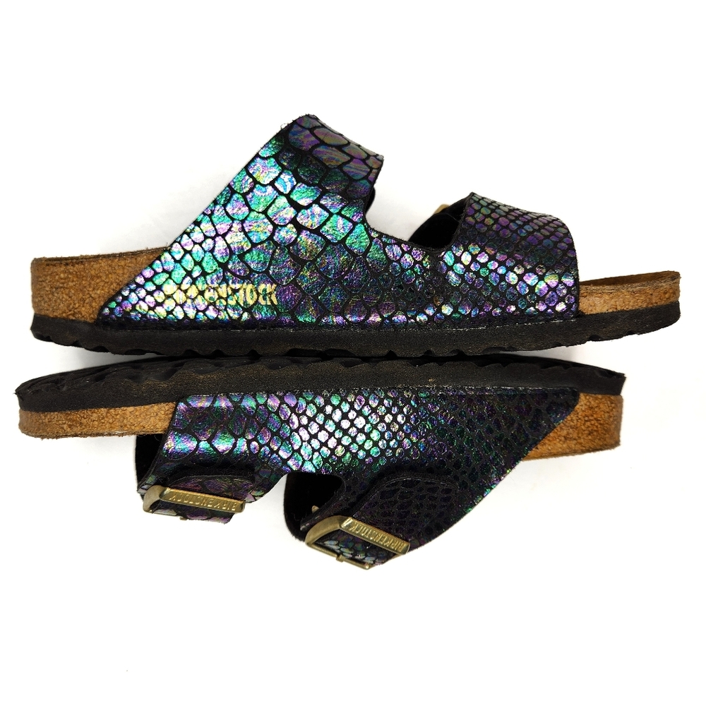 Birkenstock Arizona Shiny Snake Black Slider 36 - Picture 2 of 4